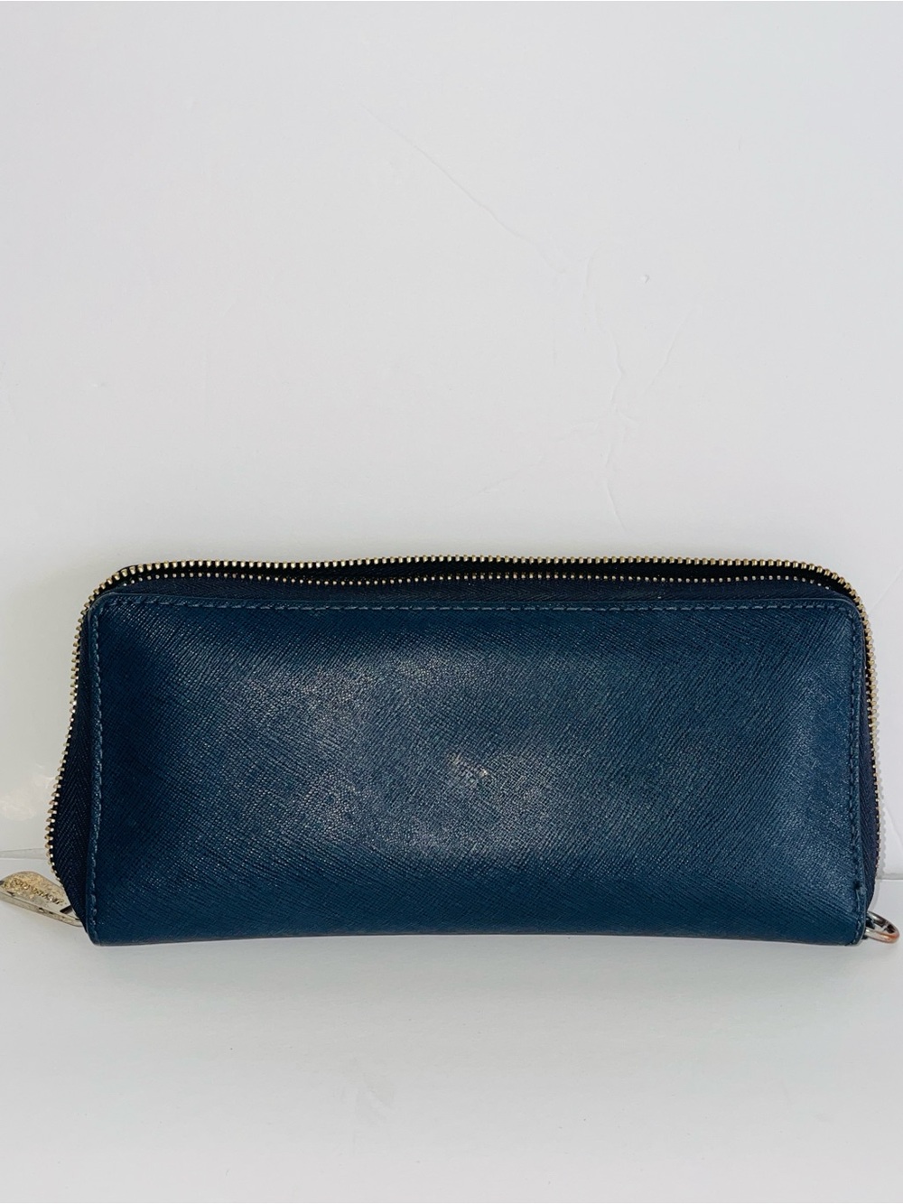 MICHAEL KORS Navy Saffiano Zip Around Wallet Jet Set Pebbled Leather - Picture 2 of 11